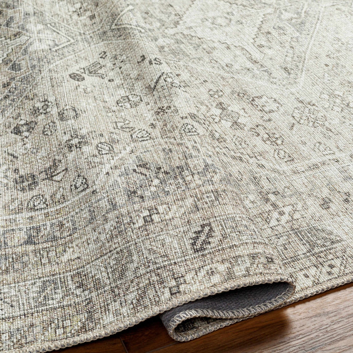 Earthy Neutral Traditional Turkish Machine Woven Beige and Charcoal Machine Washable Rug - The Rug Decor