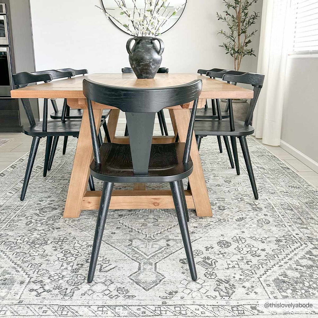 Earthy Neutral Traditional Turkish Machine Woven Beige and Charcoal Machine Washable Rug - The Rug Decor