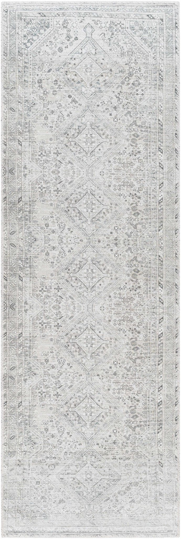Earthy Neutral Traditional Turkish Machine Woven Beige and Charcoal Machine Washable Rug - The Rug Decor
