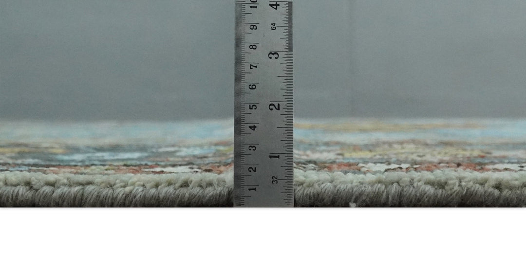 Eclectic 5x8, 6x9, 8x10, 9x12, 10x14 and 12x15 Hand Knotted Blue, Silver and Gray Vibrant Colorful Persian heriz Serapi Rug | TRDCP806 - The Rug Decor