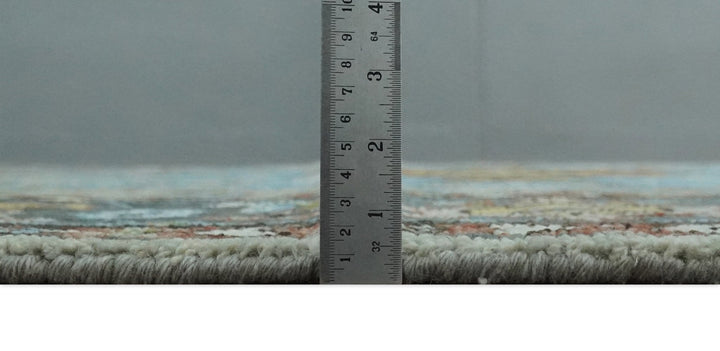 Eclectic 5x8, 6x9, 8x10, 9x12, 10x14 and 12x15 Hand Knotted Blue, Silver and Gray Vibrant Colorful Persian heriz Serapi Rug | TRDCP806 - The Rug Decor