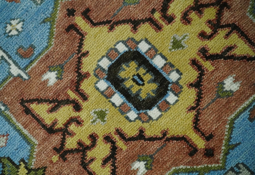 Eclectic 5x8, 6x9, 8x10, 9x12, 10x14 and 12x15 Hand Knotted Blue, Silver and Gray Vibrant Colorful Persian heriz Serapi Rug | TRDCP806 - The Rug Decor