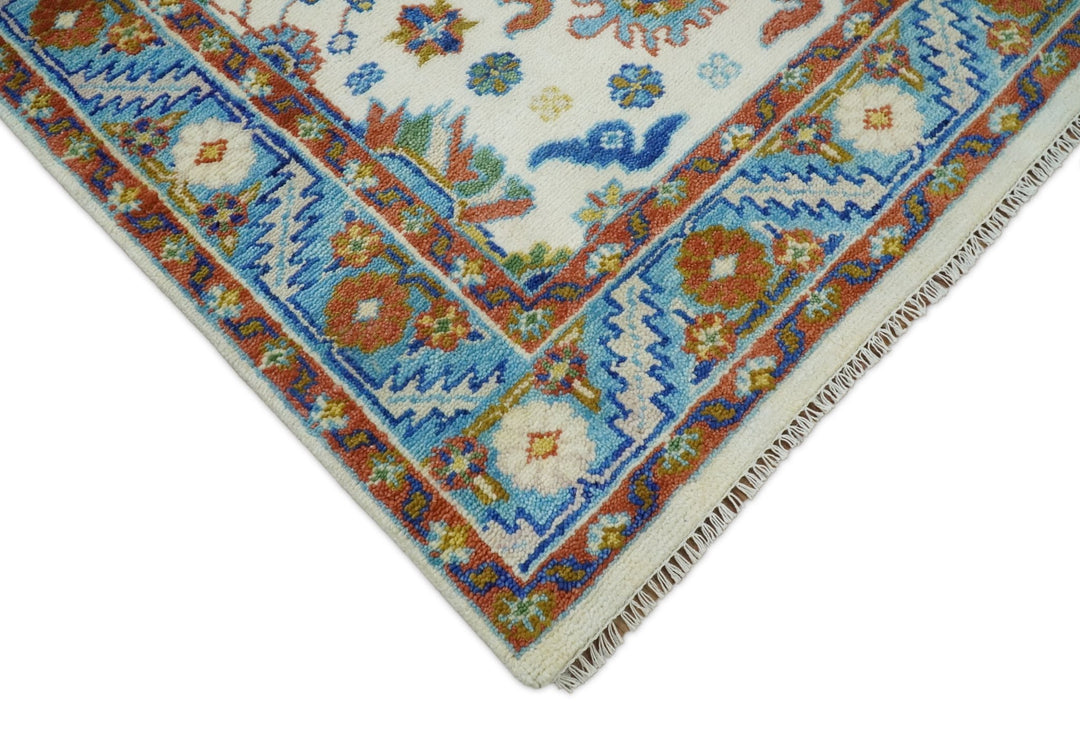 Eclectic 8x10 All Wool Traditional Persian Blue and Ivory Vibrant Colorful Hand knotted Persian Area Rug | TRDCP159810 - The Rug Decor