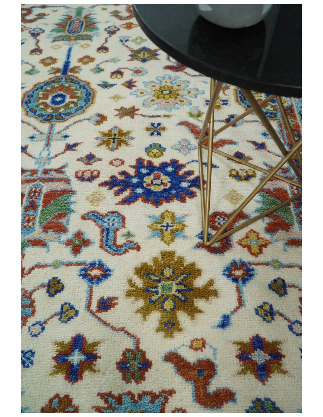 Eclectic 8x10 All Wool Traditional Persian Blue and Ivory Vibrant Colorful Hand knotted Persian Area Rug | TRDCP159810 - The Rug Decor