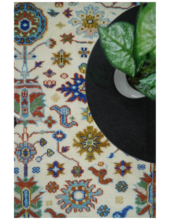 Eclectic 8x10 All Wool Traditional Persian Blue and Ivory Vibrant Colorful Hand knotted Persian Area Rug | TRDCP159810 - The Rug Decor