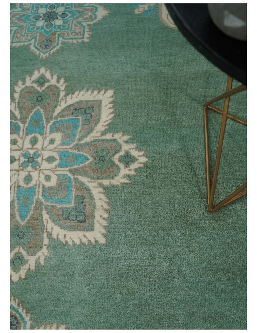 Emerald Green 8x10 Hand Knotted Vintage Persian Medallion Traditional Rug | TRDCP768810 - The Rug Decor