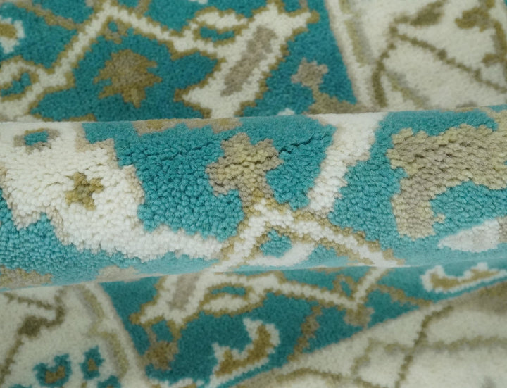 Entryway 2x3 Blue and Ivory Hand Knotted Oriental Oushak Wool Area Rug - The Rug Decor