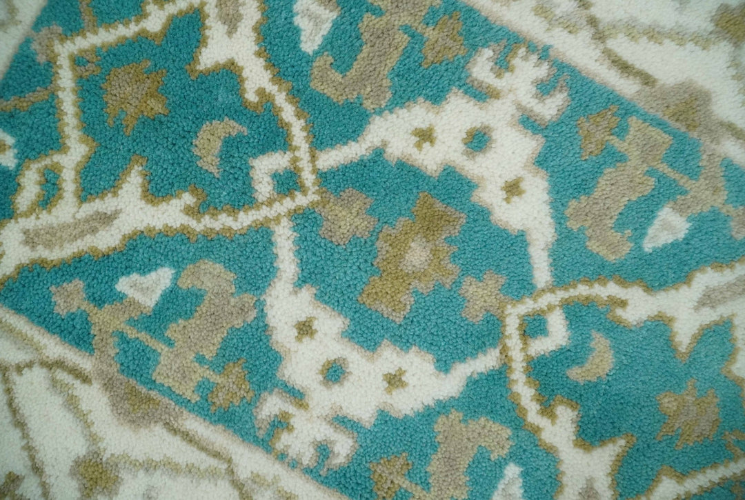 Entryway 2x3 Blue and Ivory Hand Knotted Oriental Oushak Wool Area Rug - The Rug Decor