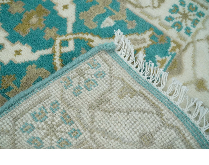 Entryway 2x3 Blue and Ivory Hand Knotted Oriental Oushak Wool Area Rug - The Rug Decor