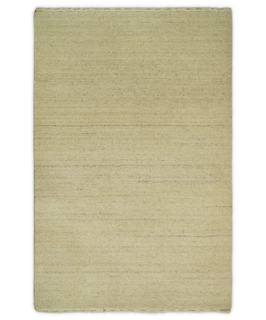 Entryway Hallway Runner Solid Beige Natural Farmhouse Wool Hand Woven Southwestern Rug| LOR1 - The Rug Decor