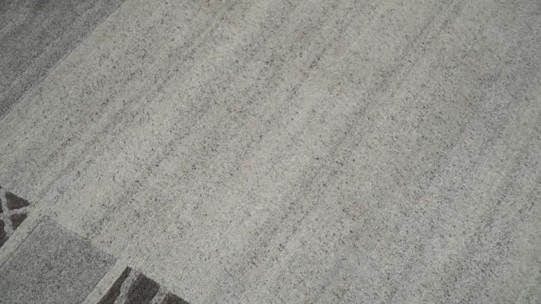 Modern Scandinavian 4.7x6.5 Brown and Silver Wool Hand Woven Area Rug | HL47