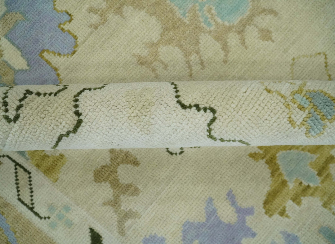 Fine Antique 8x10 Wool Traditional Persian Beige and Camel Hand knotted Oushak Area Rug | TRDCP1049810 - The Rug Decor