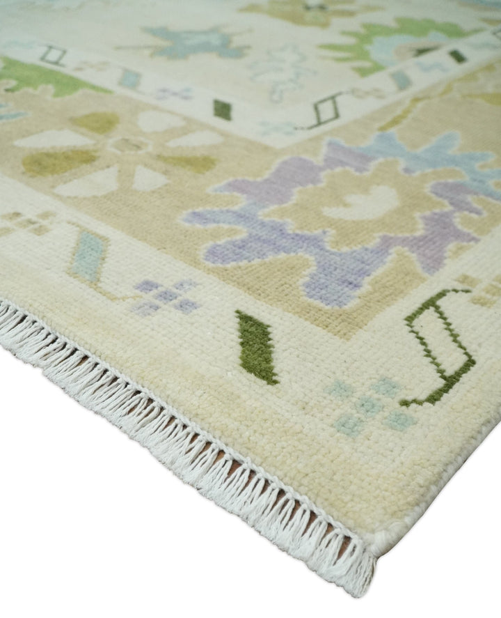 Fine Antique 8x10 Wool Traditional Persian Beige and Camel Hand knotted Oushak Area Rug | TRDCP1049810 - The Rug Decor