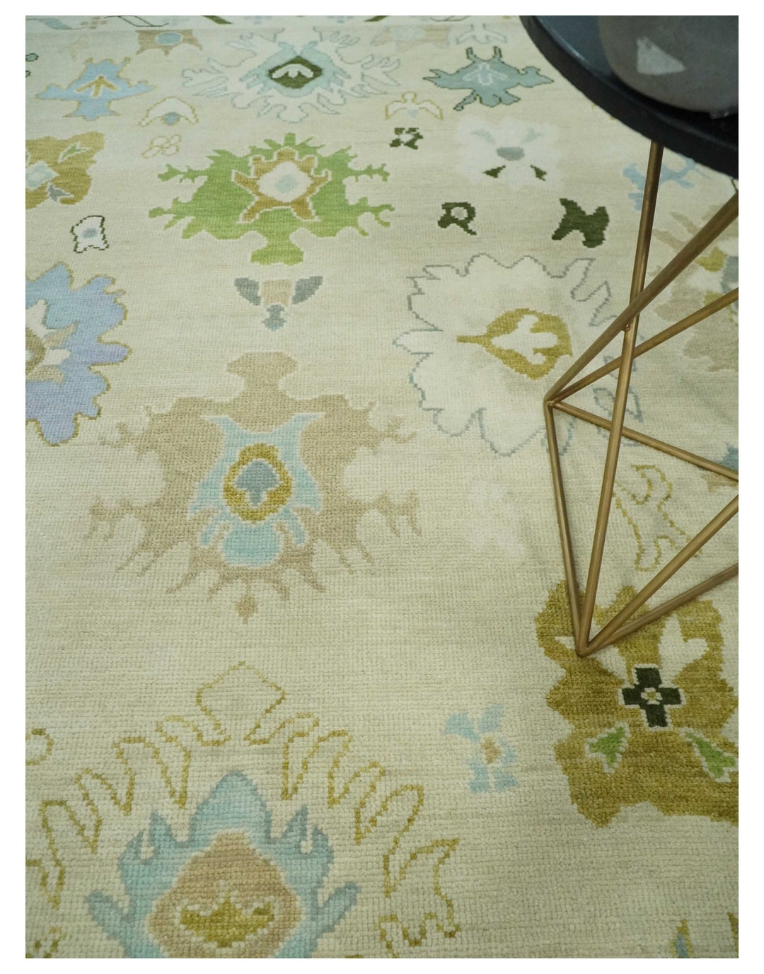 Fine Antique 8x10 Wool Traditional Persian Beige and Camel Hand knotted Oushak Area Rug | TRDCP1049810 - The Rug Decor