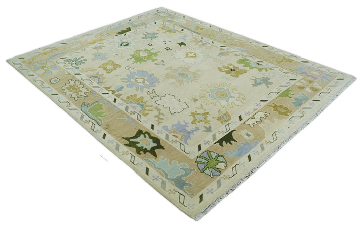 Fine Antique 8x10 Wool Traditional Persian Beige and Camel Hand knotted Oushak Area Rug | TRDCP1049810 - The Rug Decor