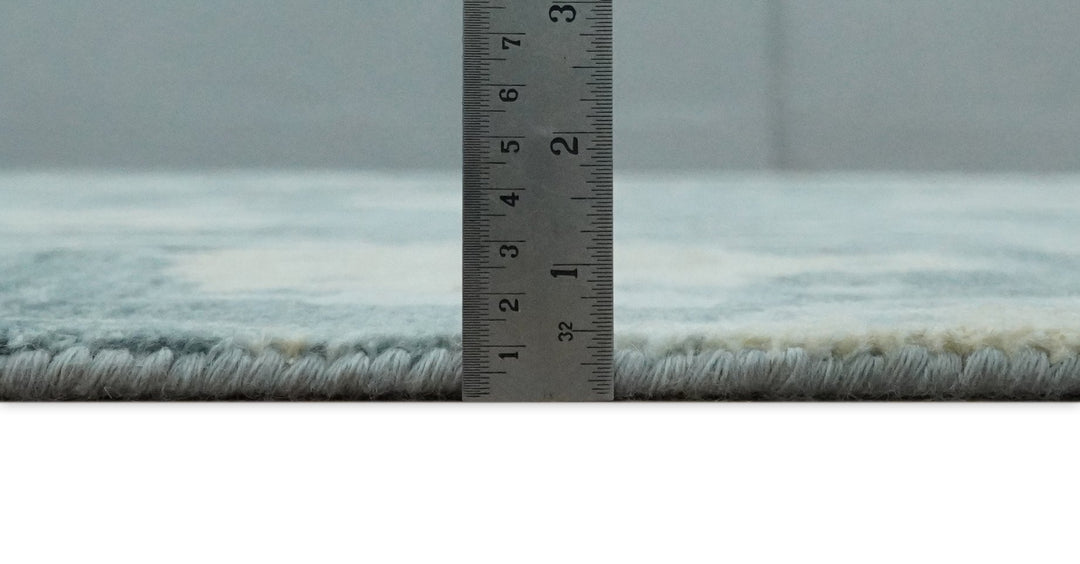 Fine Antique Turkish Oushak 8x10 Beige and Blue Abstract Hand Knotted Large Wool Area Rug | TRDCP506912 - The Rug Decor