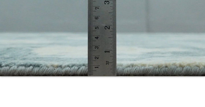 Fine Antique Turkish Oushak 8x10 Beige and Blue Abstract Hand Knotted Large Wool Area Rug | TRDCP506912 - The Rug Decor