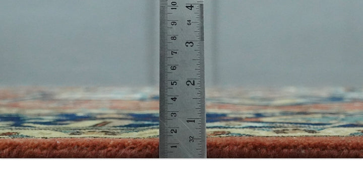 Fine Blue, Brown and Teal Traditional Floral Hand knotted 8x10 wool Area Rug - The Rug Decor