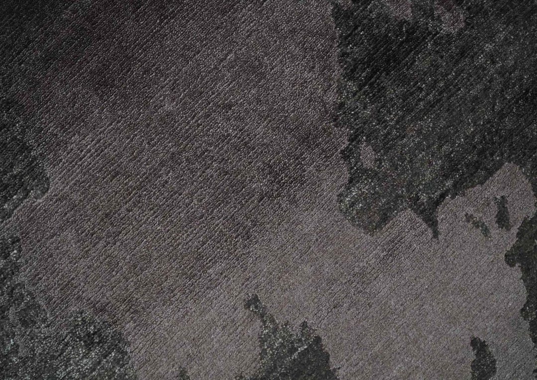 Fine Hand knotted And Carved Brown and Aqua Abstract Bamboo Silk 8x10 Area Rug - The Rug Decor