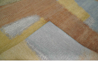 Fine Modern Geometric 8x10 Hand Knotted Rust, Gold and Olive Abstract Wool Area Rug, Kids, Living Room and Bedroom Rug | AC44810 - The Rug Decor