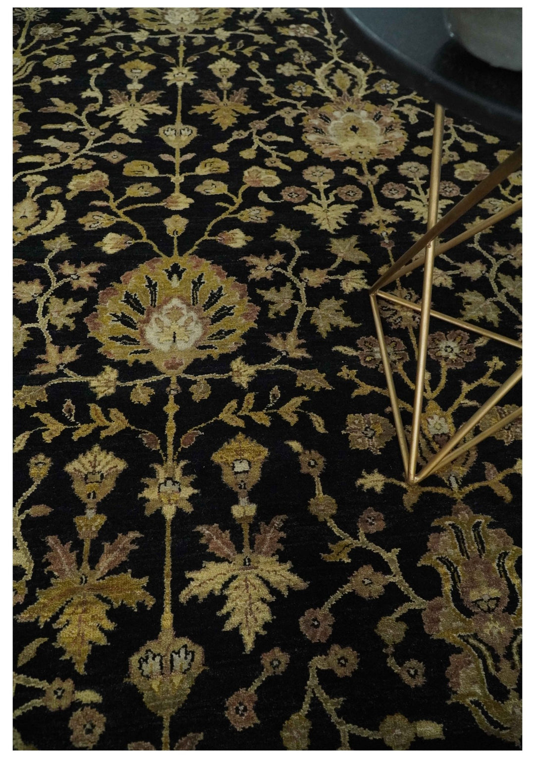 Fine Vintage Style Traditional Black, Olive and Beige Turkish Hand knotted wool Area Rug - The Rug Decor