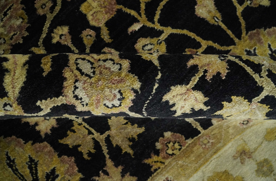 Fine Vintage Style Traditional Black, Olive and Beige Turkish Hand knotted wool Area Rug - The Rug Decor