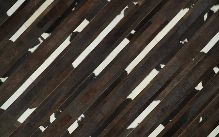 Flatweave Hairon Genuine Leather 5x8, 8x10 and 9x12 Brown Tan and Ivory Area Rug | LR16 - The Rug Decor