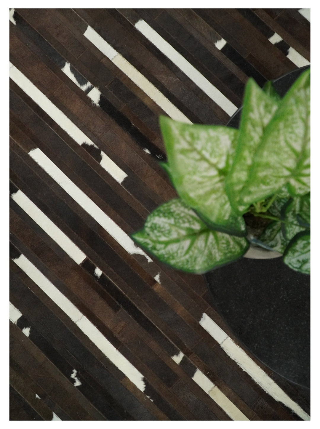 Flatweave Hairon Genuine Leather 5x8, 8x10 and 9x12 Brown Tan and Ivory Area Rug | LR16 - The Rug Decor