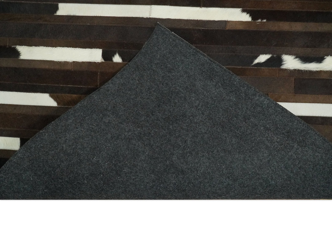 Flatweave Hairon Genuine Leather 5x8, 8x10 and 9x12 Brown Tan and Ivory Area Rug | LR16 - The Rug Decor