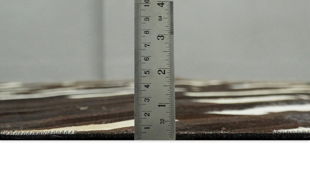 Flatweave Hairon Genuine Leather 5x8, 8x10 and 9x12 Brown Tan and Ivory Area Rug | LR16 - The Rug Decor