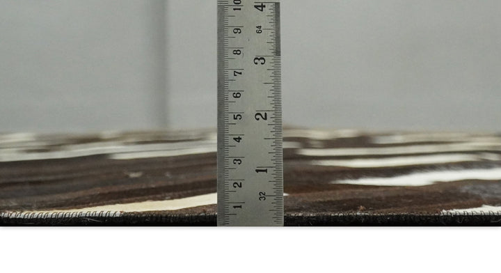 Flatweave Hairon Genuine Leather 5x8, 8x10 and 9x12 Brown Tan and Ivory Area Rug | LR16 - The Rug Decor