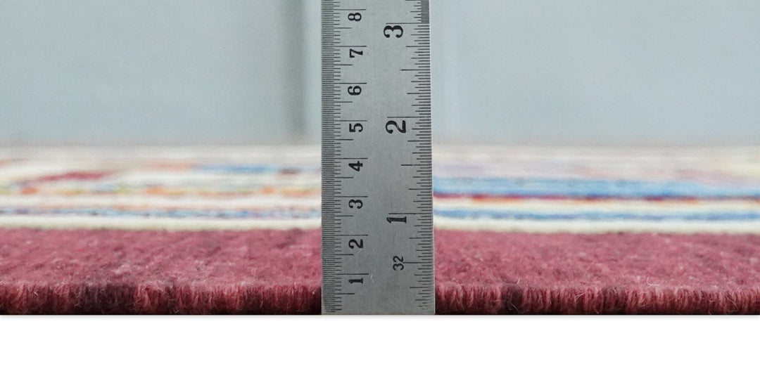 Flatwoven Artistic Modern Geometric 5x7 Multicolor Wool Hand Made Soumak Rug | KNT52 - The Rug Decor