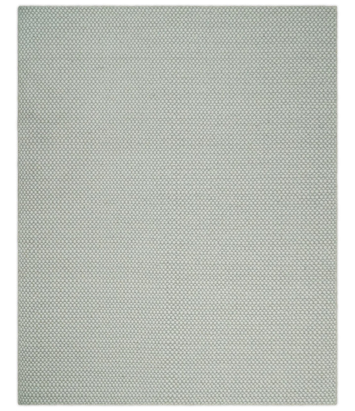 Flatwoven Dhurrie 8x10 and 9x12 Modern Checkered Beige and Ivory Wool Area Rug, Layering Rug | TRDCP830 - The Rug Decor