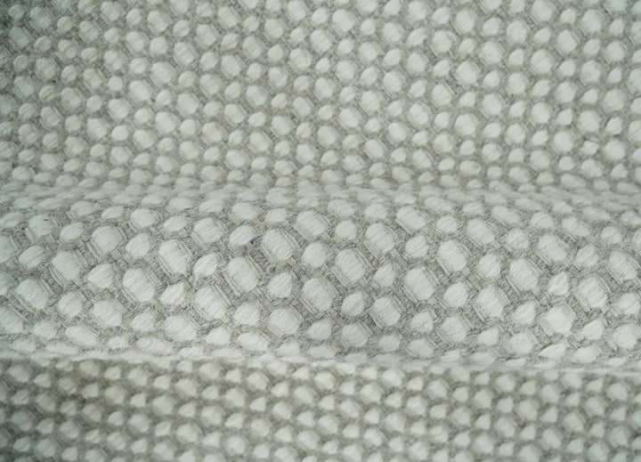 Flatwoven Dhurrie 8x10 and 9x12 Modern Checkered Beige and Ivory Wool Area Rug, Layering Rug | TRDCP830 - The Rug Decor