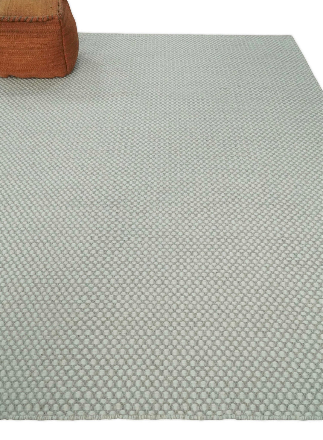 Flatwoven Dhurrie 8x10 and 9x12 Modern Checkered Beige and Ivory Wool Area Rug, Layering Rug | TRDCP830 - The Rug Decor