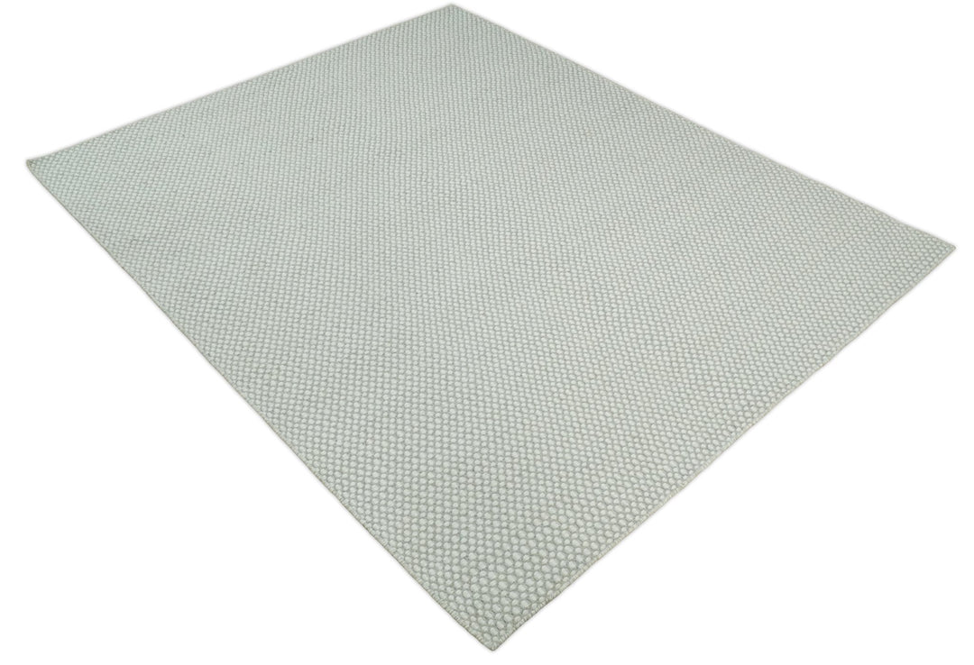 Flatwoven Dhurrie 8x10 and 9x12 Modern Checkered Beige and Ivory Wool Area Rug, Layering Rug | TRDCP830 - The Rug Decor
