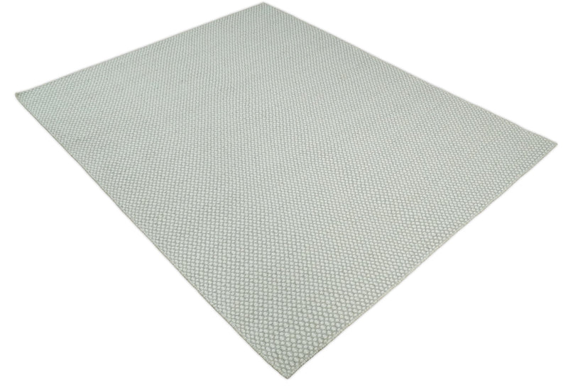 Flatwoven Dhurrie 8x10 and 9x12 Modern Checkered Beige and Ivory Wool Area Rug, Layering Rug | TRDCP830 - The Rug Decor