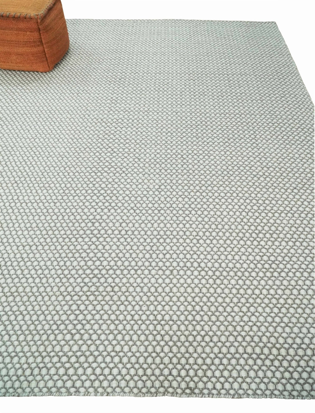 Flatwoven Dhurrie 8x10 and 9x12 Modern Checkered Gray and Ivory Wool Area Rug, Layering Rug | TRDCP832 - The Rug Decor