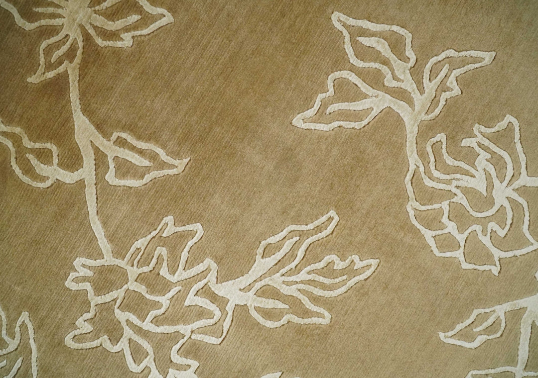 Floral 6x8 Brown and Ivory Wool and Silk Hand Woven Rug | HL6 - The Rug Decor