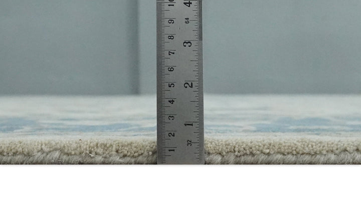 Floral 8x10 Hand Tufted Beige and Blue Modern Oushak Rug - The Rug Decor