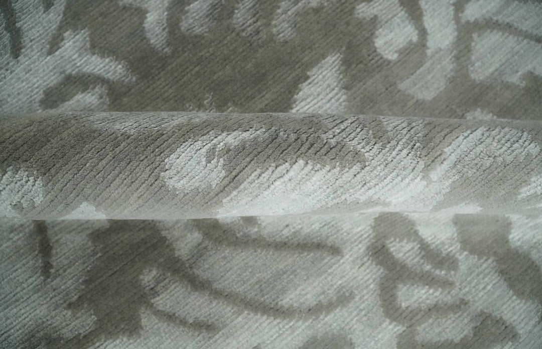 Floral Gray and Silver Hand knotted 6x9 wool and Viscose Area Rug - The Rug Decor