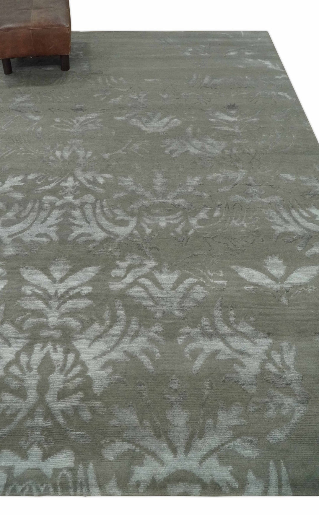 Floral Gray and Silver Hand knotted 6x9 wool and Viscose Area Rug - The Rug Decor