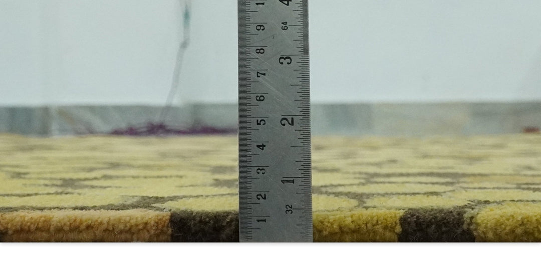 Gold and charcoal Dot 5.6x7 Hand loom wool and art silk Area Rug - The Rug Decor