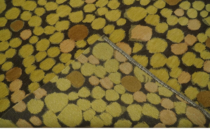 Gold and charcoal Dot 5.6x7 Hand loom wool and art silk Area Rug - The Rug Decor