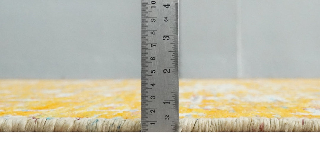 Gold and Ivory Modern Abstract 5x8 Recycled Art Silk Area Rug - The Rug Decor