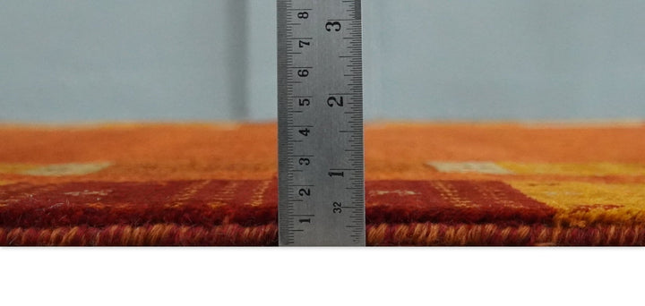 Gold, Maroon and Beige Wool Hand Woven Southwestern Lori Gabbeh Rug| KNT50 - The Rug Decor