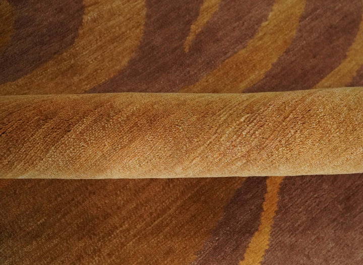 Gold, Rust and Brown Modern abstract 5x8 Handloom Wool Area Rug - The Rug Decor