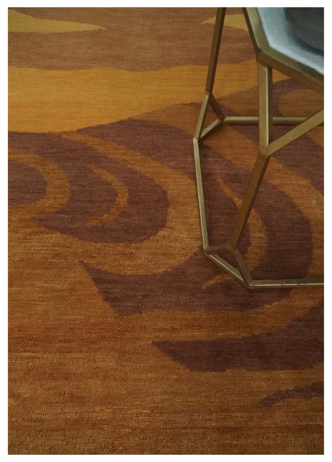 Gold, Rust and Brown Modern abstract 5x8 Handloom Wool Area Rug - The Rug Decor