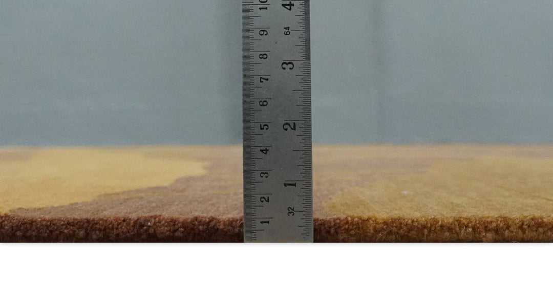 Gold, Rust and Brown Modern abstract 5x8 Handloom Wool Area Rug - The Rug Decor