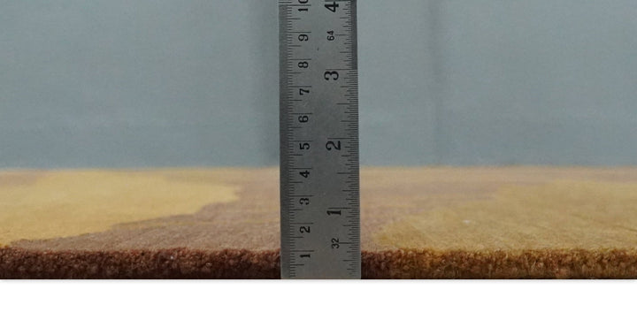 Gold, Rust and Brown Modern abstract 5x8 Handloom Wool Area Rug - The Rug Decor